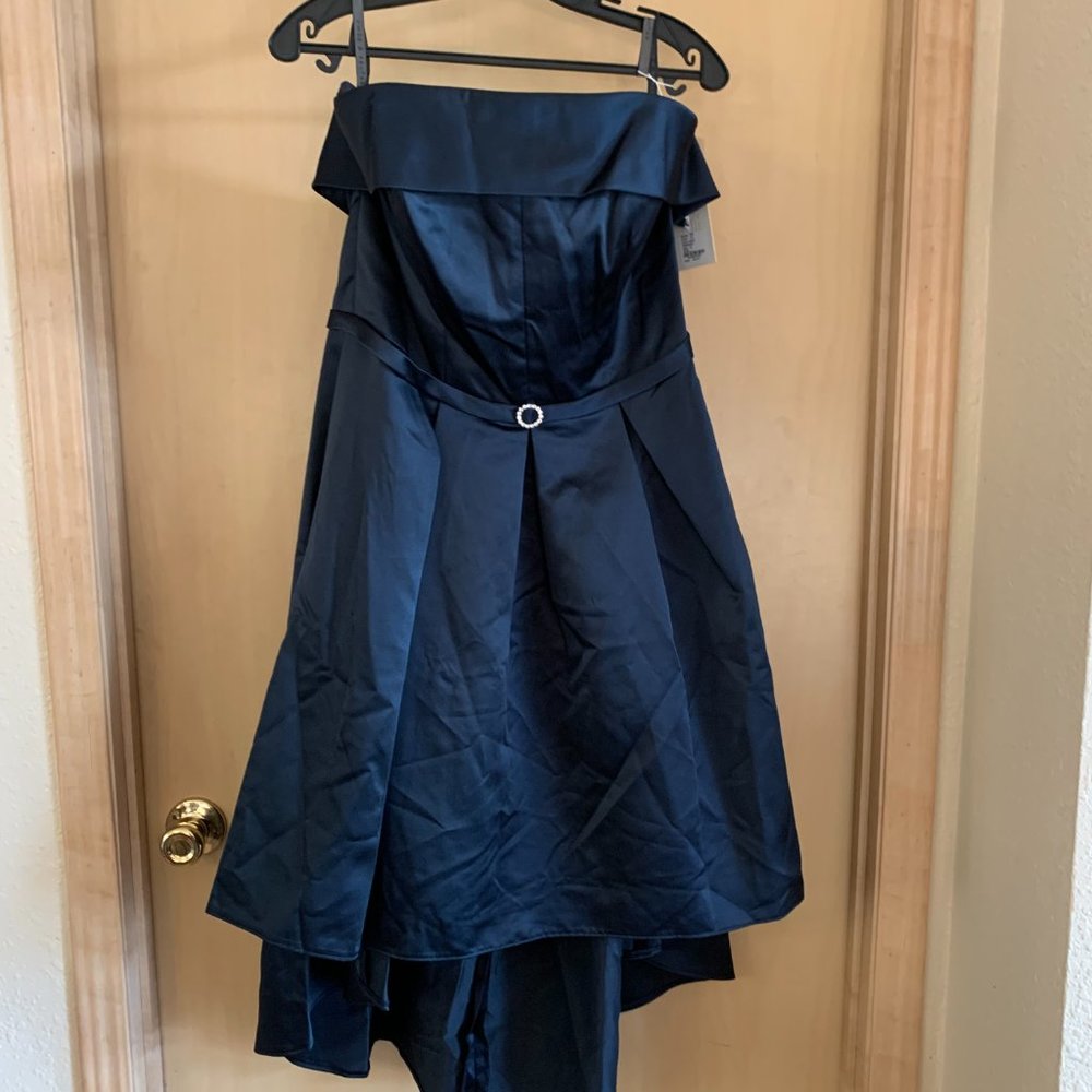 NWT Gather & Gown Strapless High-Low Navy Formal Dress